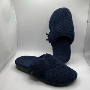 Vionic Adilyn Slippers Women's Size 9 Navy Blue Orthaheel Comfort Casual Winter